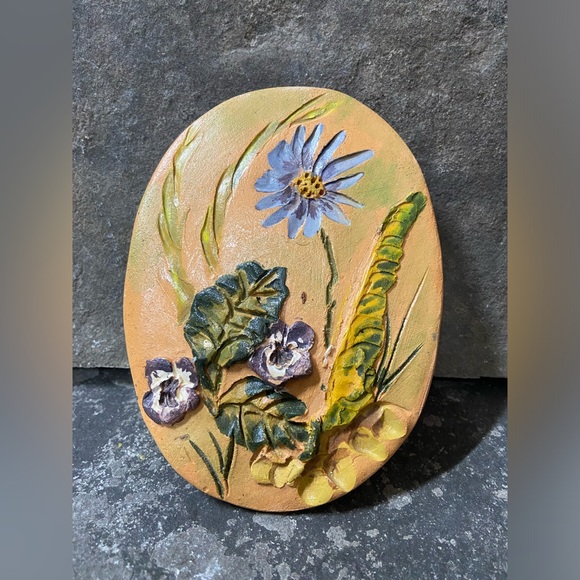 Handmade Ceramic Clay Flower Wall Hanging - Picture 2 of 5
